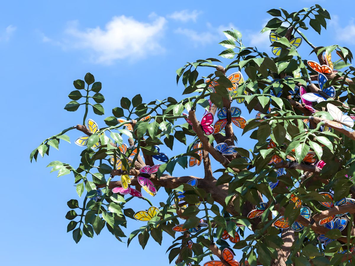 Extra close image of butterflies on the Dollywood tree