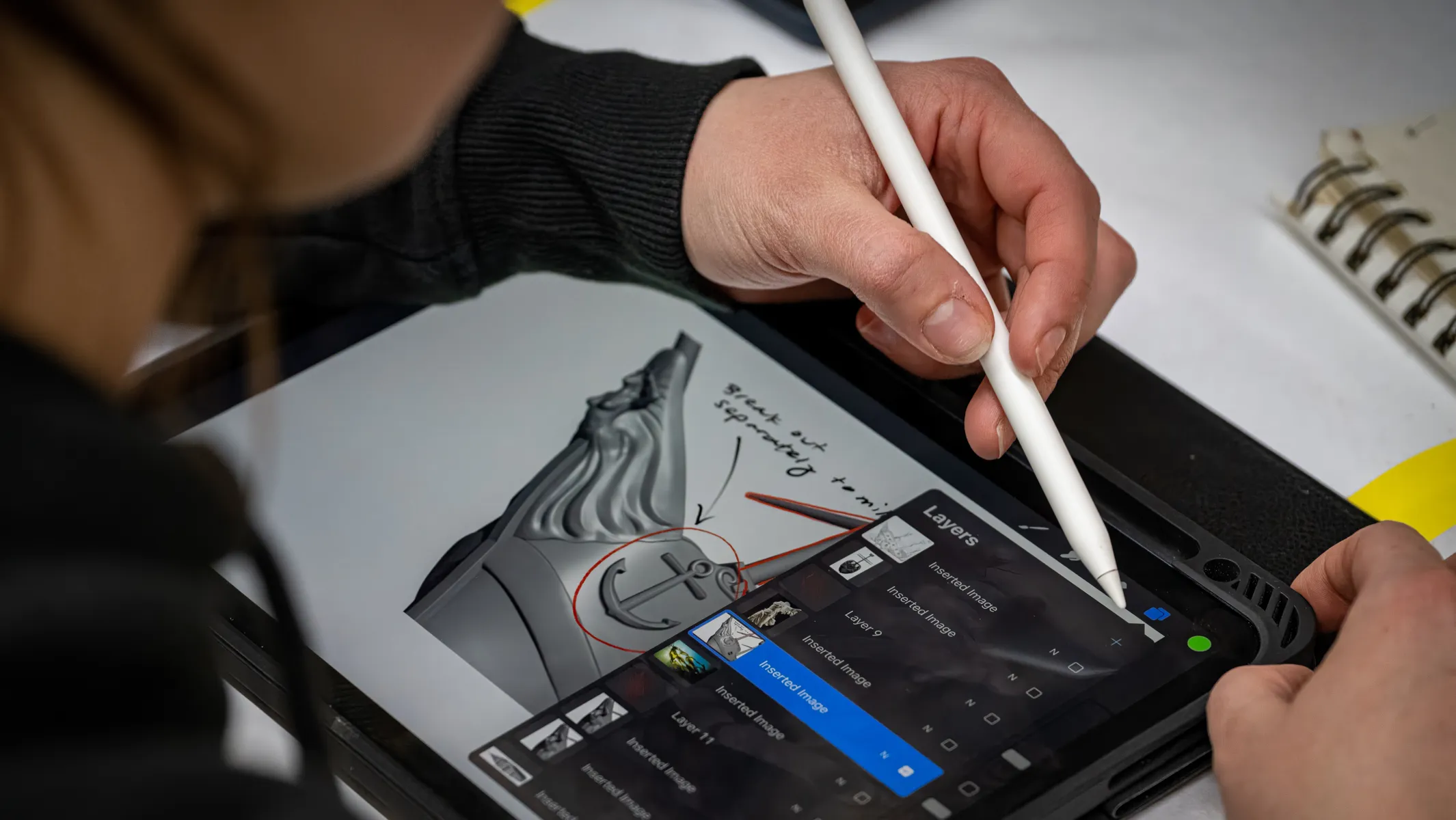 Artist working on a tablet
