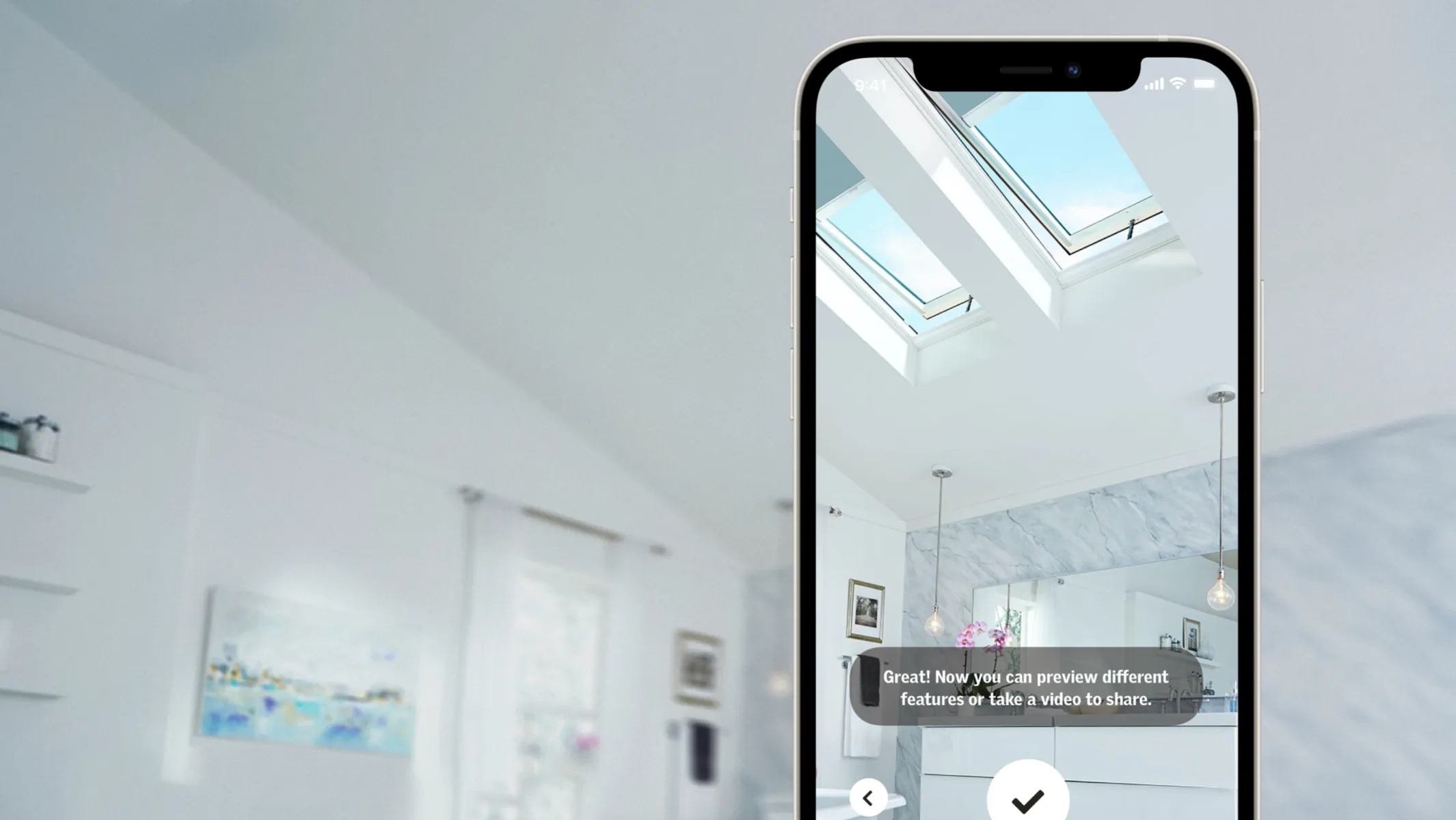 Skylights placed on ceiling with visualizer app