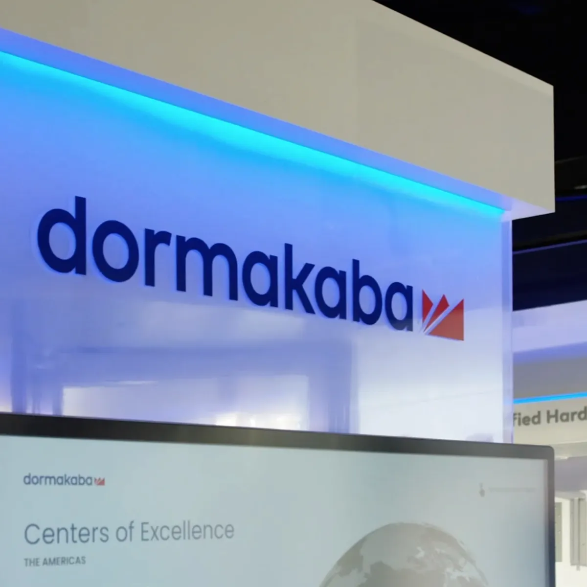 dormakaba Discovery Center logo sign with lighting